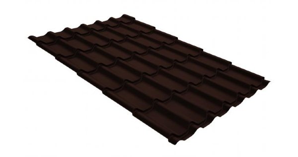 Металлочерепица классик GL 0,5 GreenCoat Pural Matt RR 887 шоколадно-коричневый (RAL 8017 шоколад) купить в Таганроге