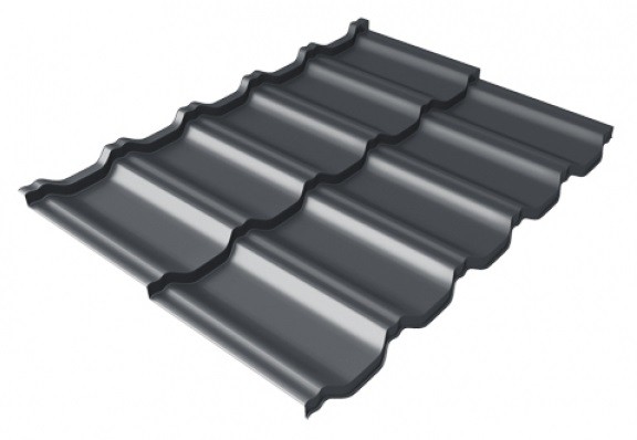 Металлочерепица модульная Квинта Uno Grand Line c 3D резом 0,5 Satin Мatt RAL 7024 мокрый асфальт купить в Таганроге