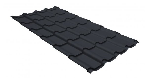 Металлочерепица камея GL 0,5 GreenCoat Pural RR 23 темно-серый (RAL 7024 мокрый асфальт) купить в Таганроге
