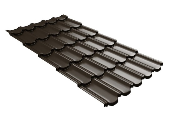 Металлочерепица квинта плюс с 3D резом 0,5 GreenСoat Pural Matt RR 32 темно-коричневый (RAL 8019 серо-коричневый) купить в Таганроге