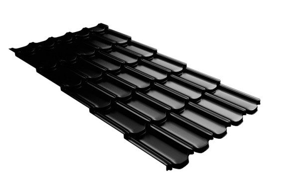 Металлочерепица квинта плюс с 3D резом 0,5 GreenСoat Pural Matt RR 33 черный (RAL 9005 черный) купить в Таганроге