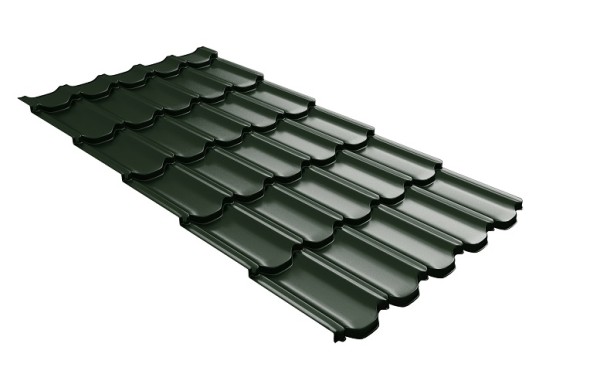 Металлочерепица квинта плюс с 3D резом 0,5 GreenСoat Pural RR 11 темно-зеленый (RAL 6020 хромовая зелень) купить в Таганроге
