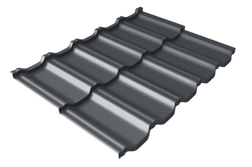 Металлочерепица модульная Квинта Uno Grand Line c 3D резом 0,45 PE RAL 7024 мокрый асфальт купить в Таганроге