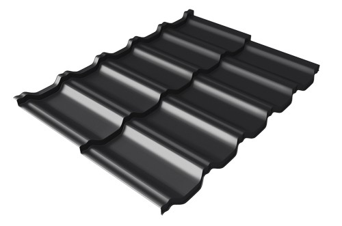 Металлочерепица модульная Квинта Uno Grand Line c 3D резом 0,5 Satin Мatt RAL 9005 черный купить в Таганроге