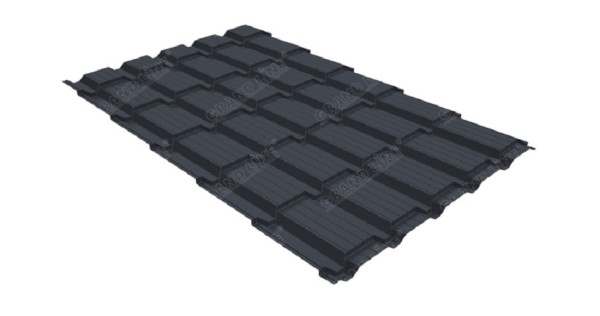 Металлочерепица GL квадро профи 0,5 Satin RAL 7024 мокрый асфальт купить в Таганроге