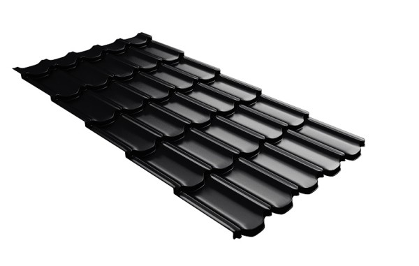Металлочерепица квинта плюс с 3D резом 0,5 Satin RAL 9005 черный купить в Таганроге