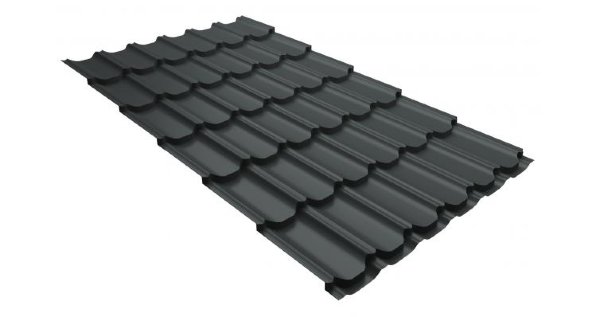 Металлочерепица квинта плюс 0,5 GreenCoat Pural RR 23 темно-серый (RAL 7024 мокрый асфальт) купить в Таганроге